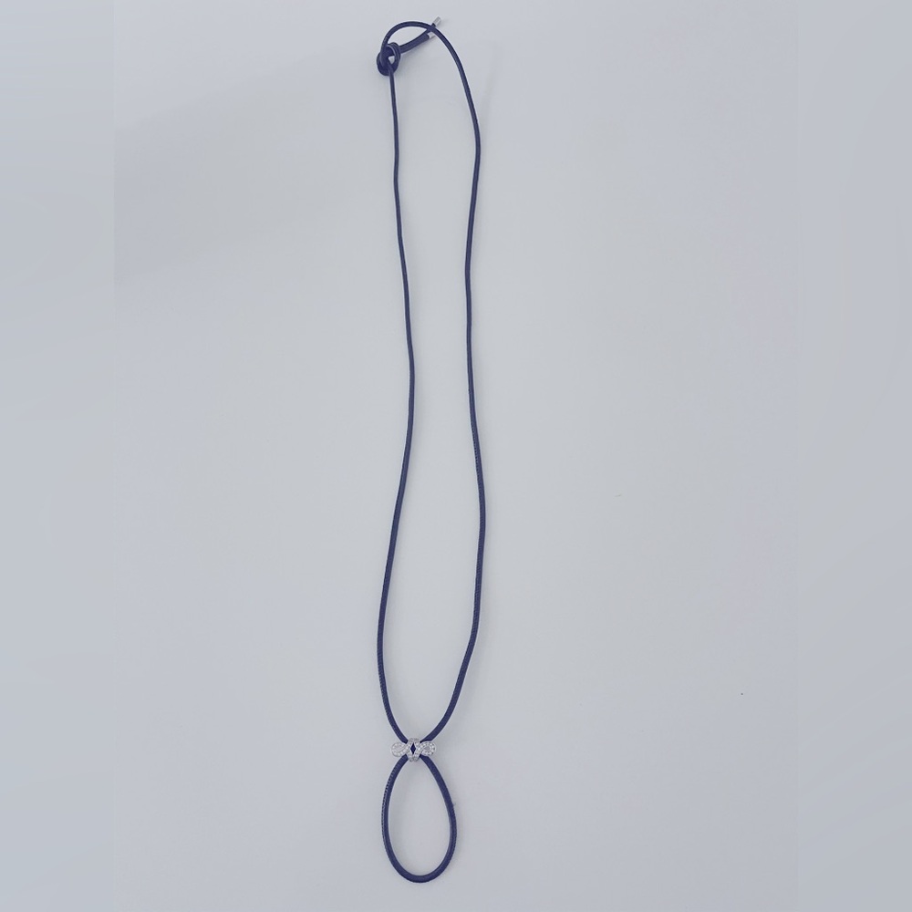 NEW European long leather necklace with Swarovski sparkling charm.